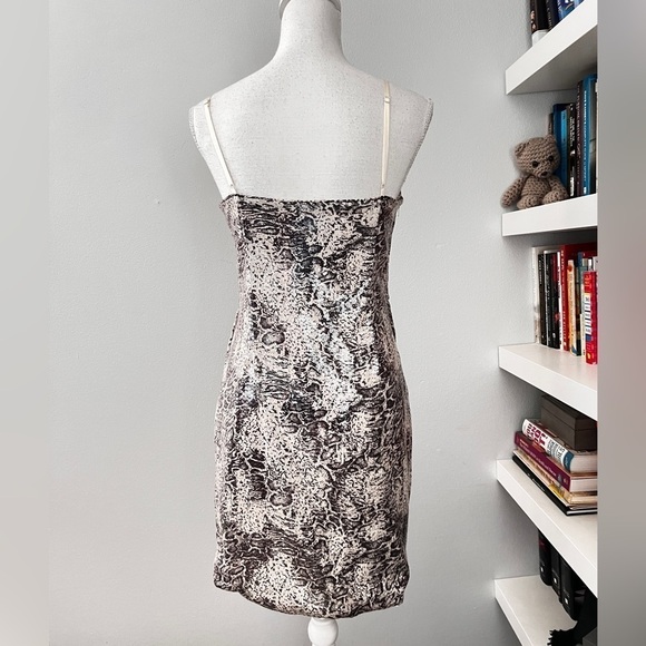 Oleg Cassini sequin snake skin print mini dress size 6 - Picture 4 of 14